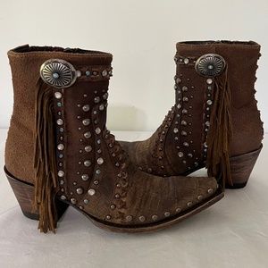 Old Gringo Double D Ranch 'Boogie' Dark Chocolate Brown Ankle Boots Size 7
